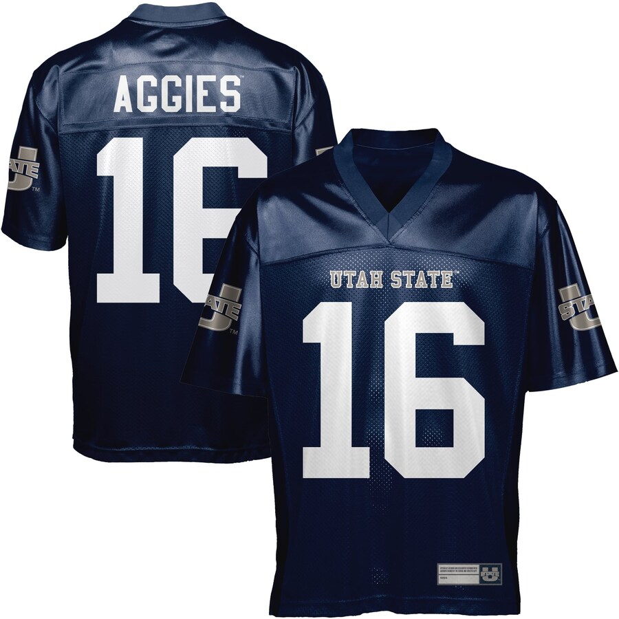 Utah State Aggies #16 Fan Football Jersey - Navy Blue