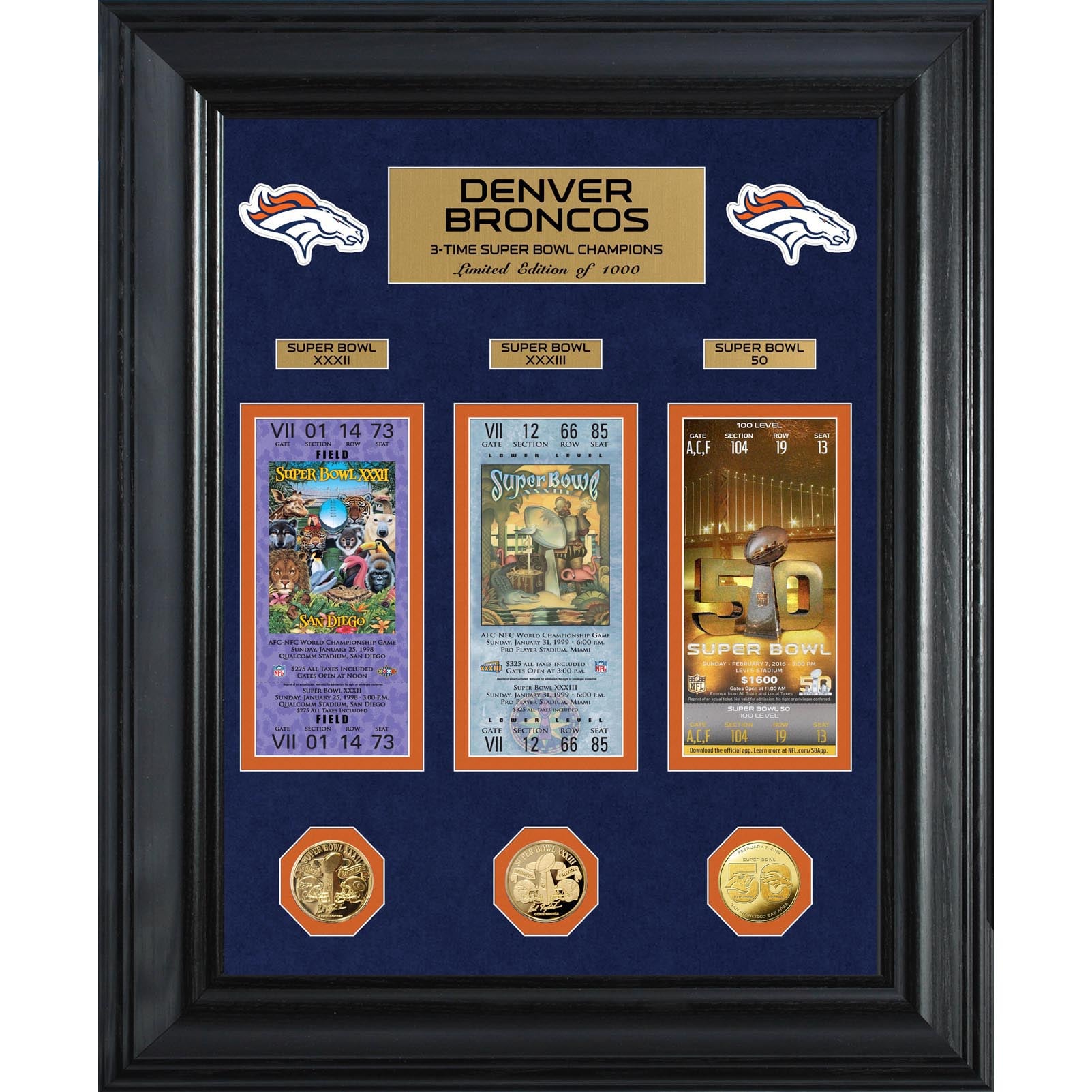 Highland Mint Denver Broncos Super Bowl 50 Champions Deluxe Coin ...