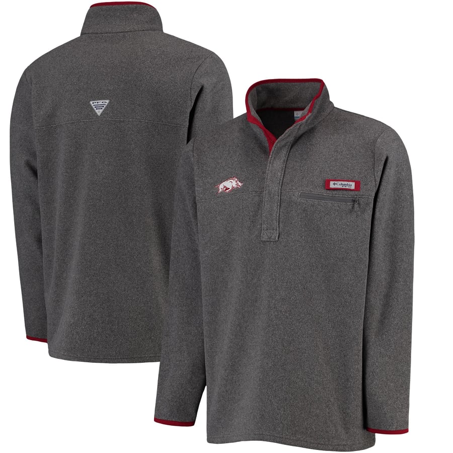 Columbia Arkansas Razorbacks Gray Harborside Fleece Pullover Jacket