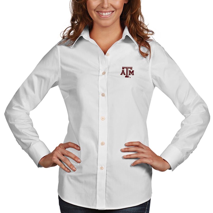 Antigua Texas A&M Aggies Women's White Dynasty Woven Long Sleeve Button ...