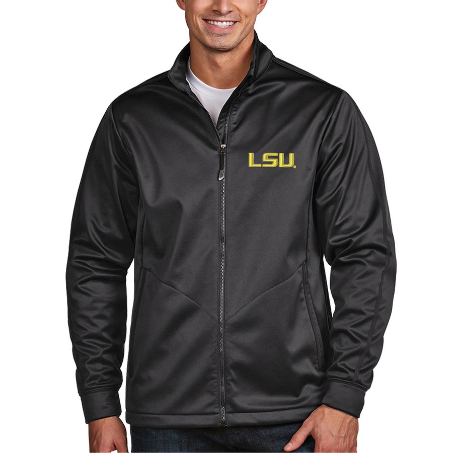 LSU Tigers Antigua Golf Full-Zip Jacket - Charcoal