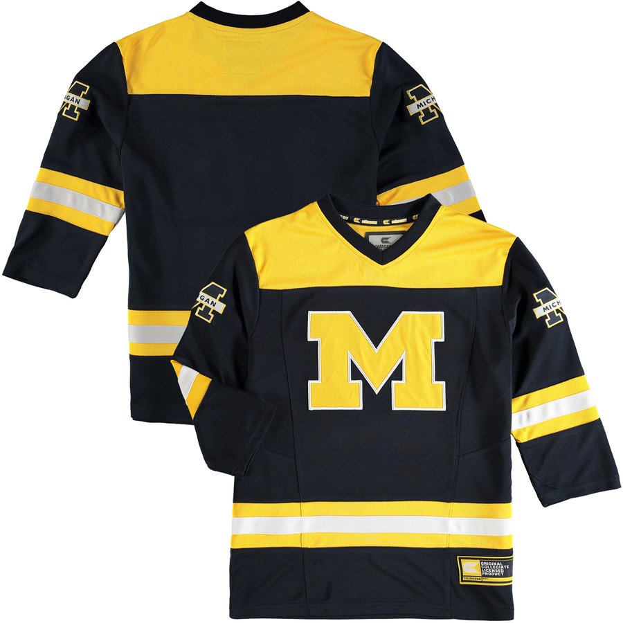 Colosseum Michigan Wolverines Youth Navy Hockey Jersey