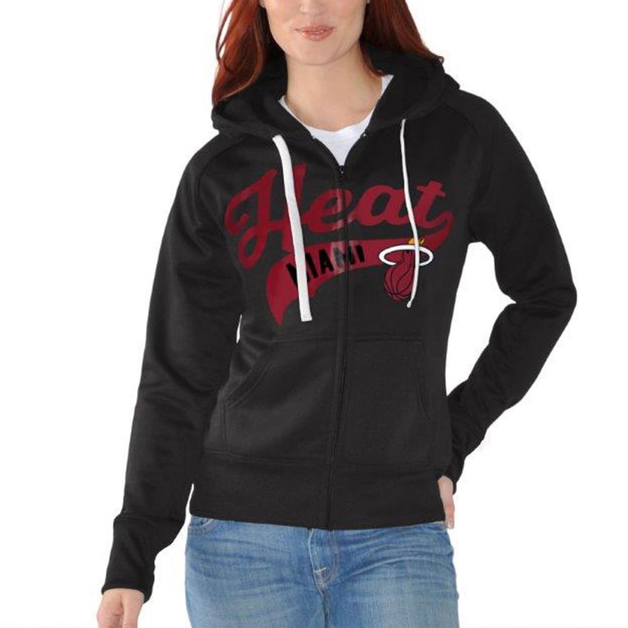 G-III 4Her by Carl Banks Miami Heat Women's Black Game Day Full-Zip Hoodie
