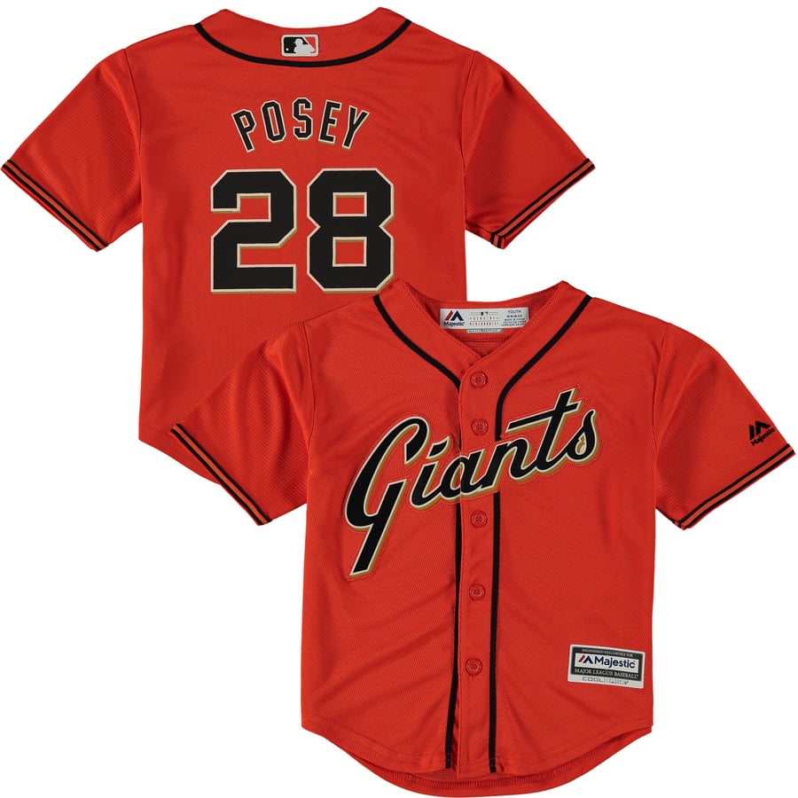 Maillot Giants Orange Et Noir Majestic Cool Base – Taille Small Youth, NEUF