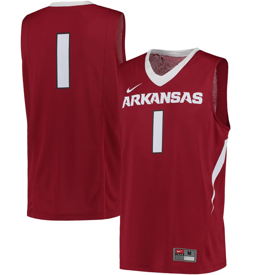Nike #1 Arkansas Razorbacks Cardinal Replica Basketball Jersey