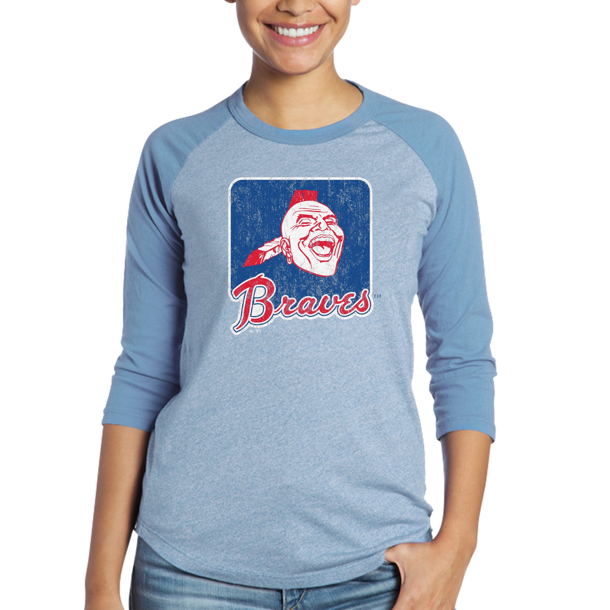Majestic Threads Atlanta Braves Women's Light Blue Cooperstown ...