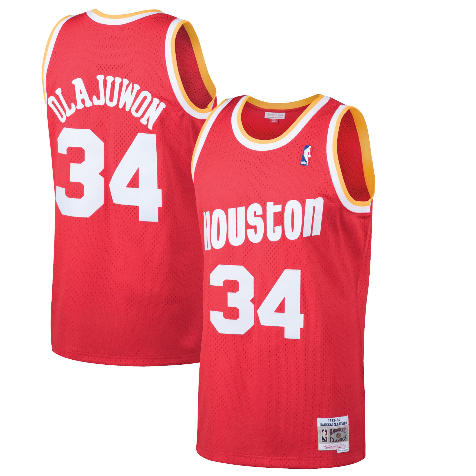 Mitchell & Ness Hakeem Olajuwon Houston Rockets Red 1993-94 Hardwood ...