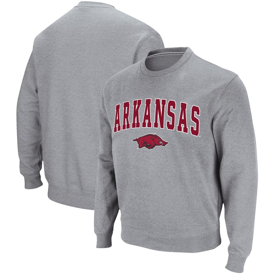 Arkansas Razorbacks Gray Arch & Logo Pullover Sweatshirt
