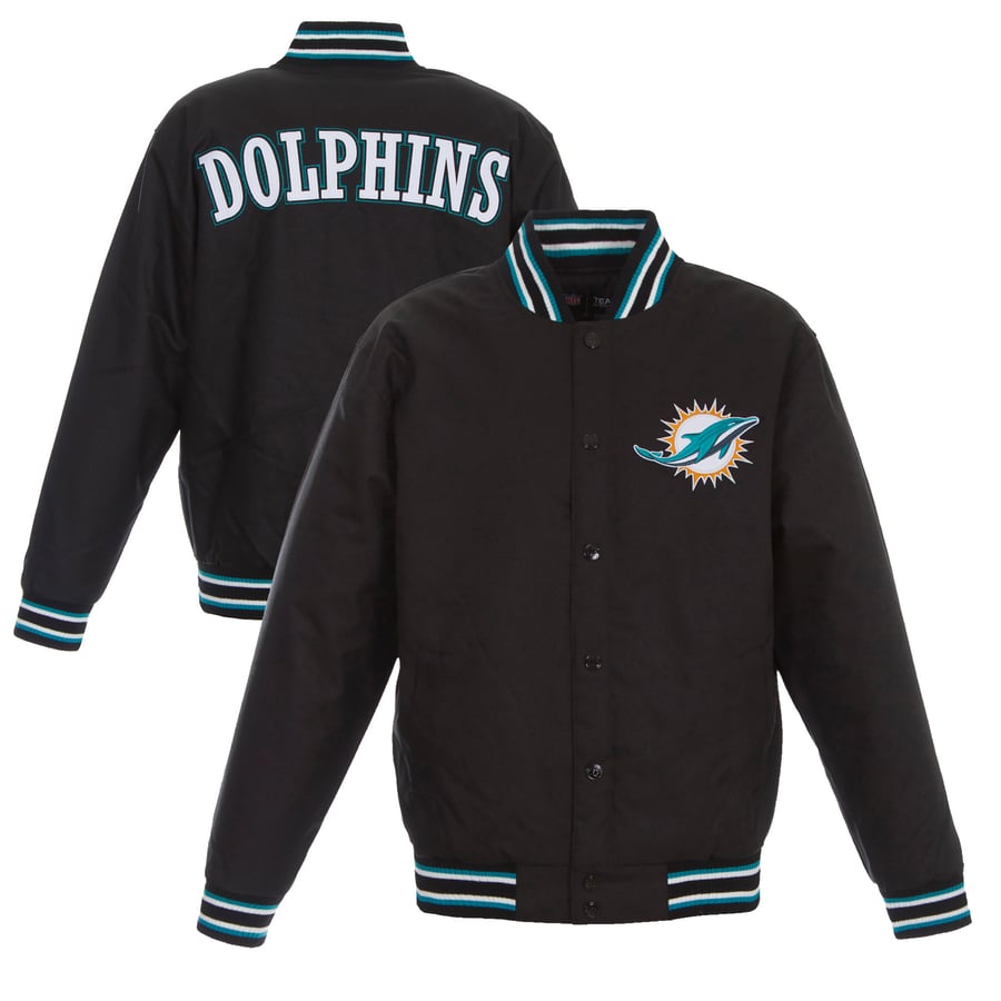 Miami Dolphins JH Design Poly Twill Varsity Jacket Black