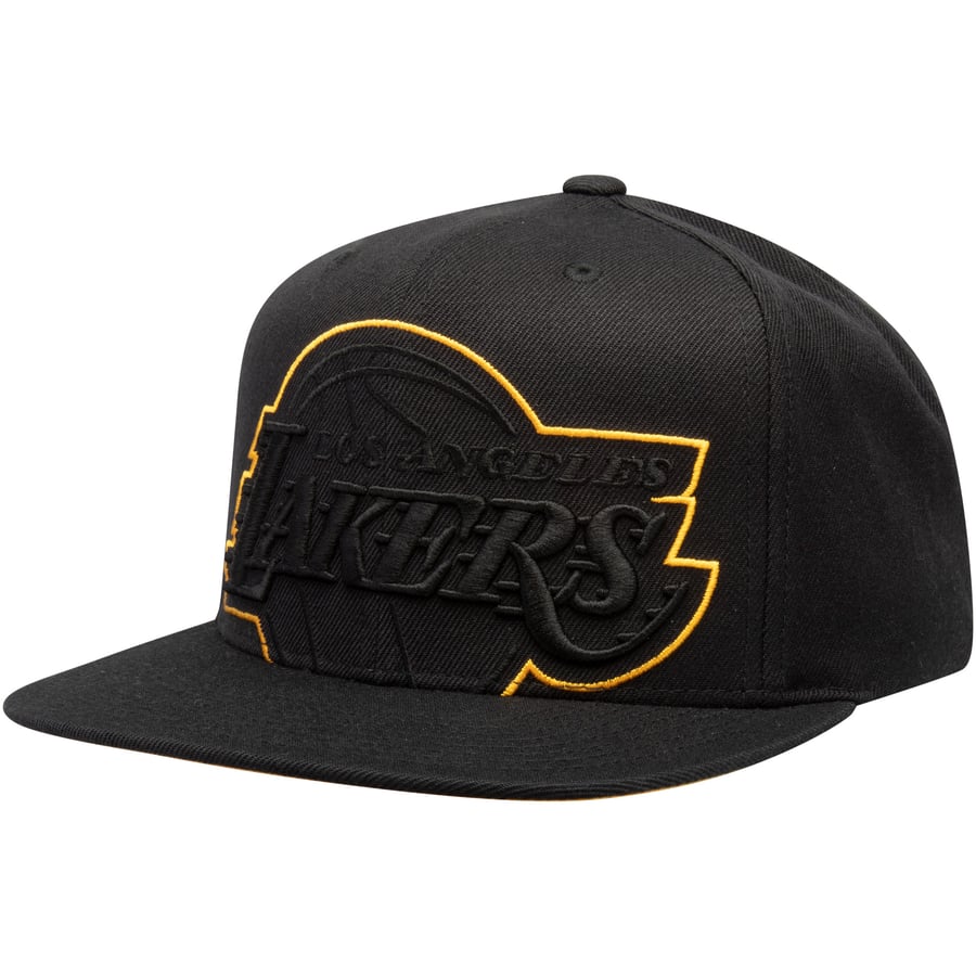 Mitchell & Ness Los Angeles Lakers Black Cropped XL Adjustable Snapback Hat