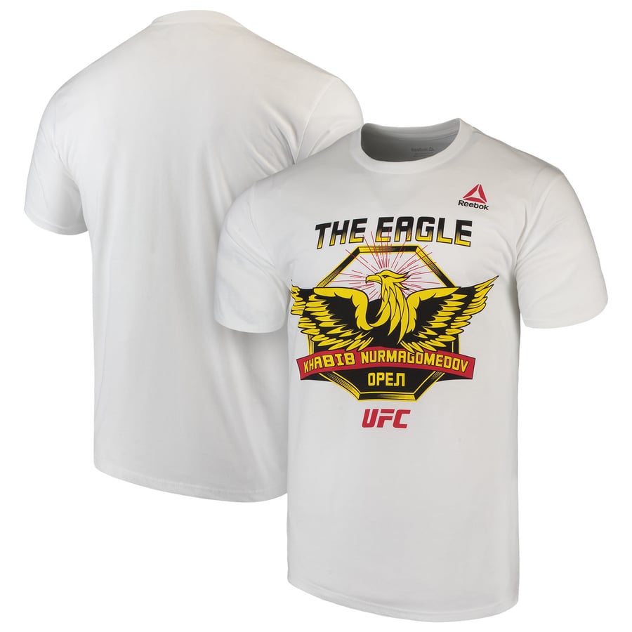 Reebok Khabib Nurmagomedov UFC White Gold Eagle T-Shirt