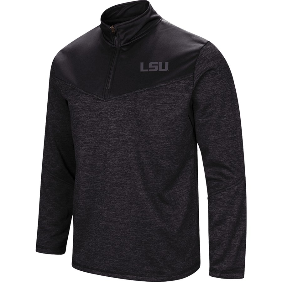 LSU Tigers Colosseum Blackout Quarter-Zip Pullover Jacket - Heathered Black