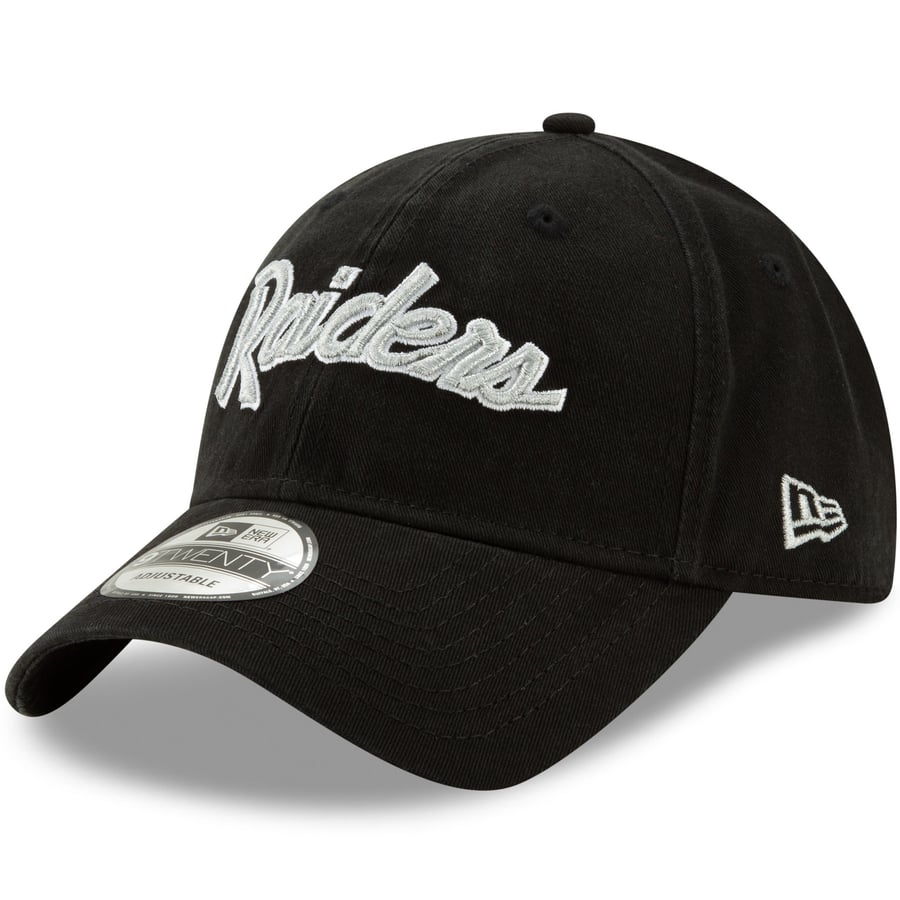 New Era Oakland Raiders Black Retro Script 9TWENTY Adjustable Hat