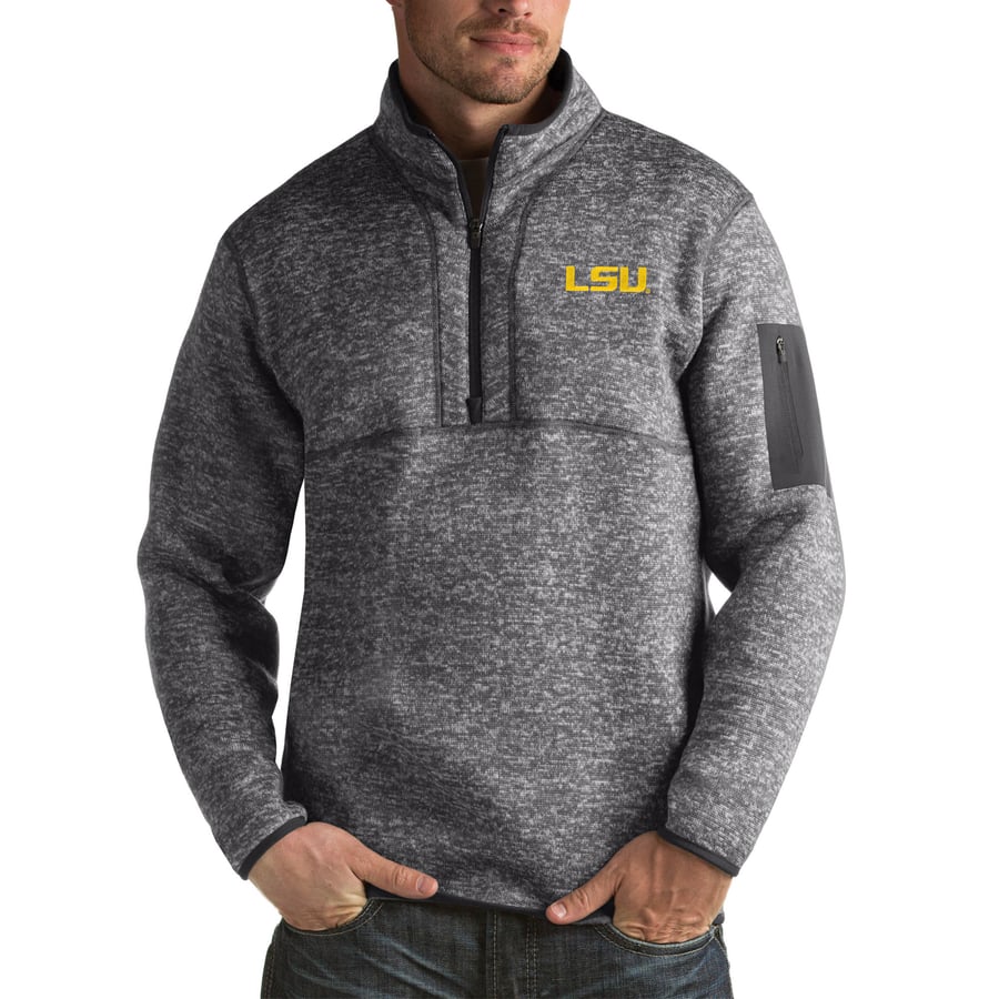 LSU Tigers Antigua Fortune Big & Tall Quarter-Zip Pullover Jacket – Charcoal