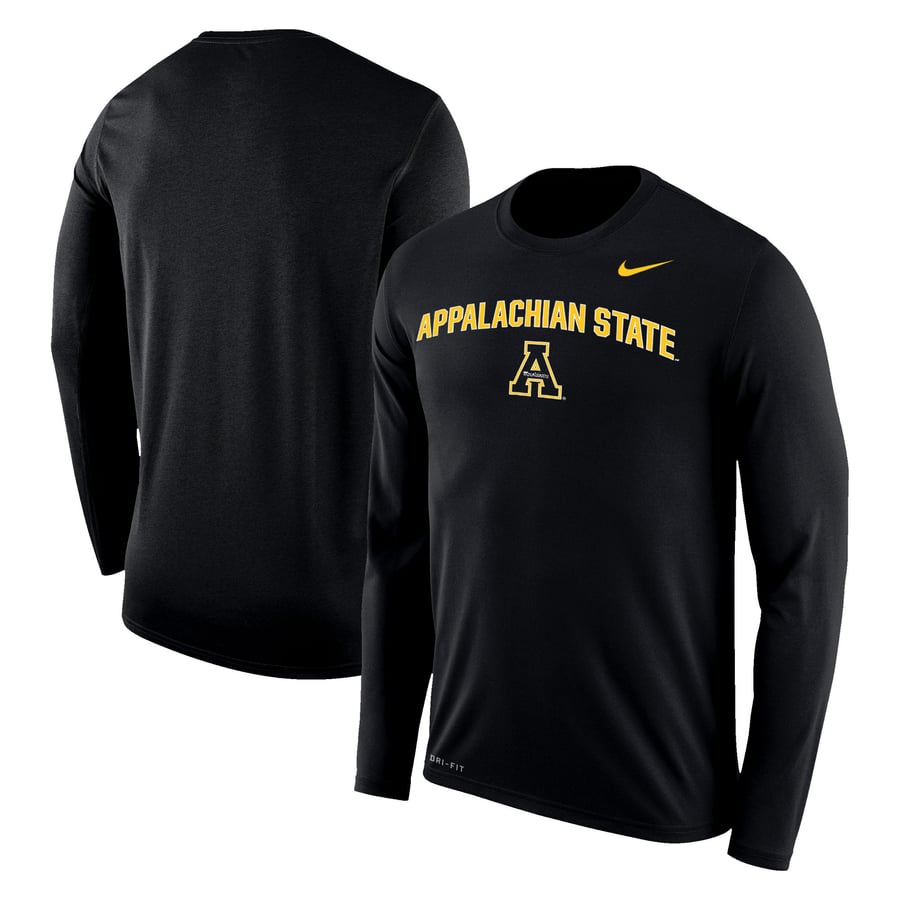 Nike Appalachian State Mountaineers Black Arch Over Logo Long Sleeve T ...