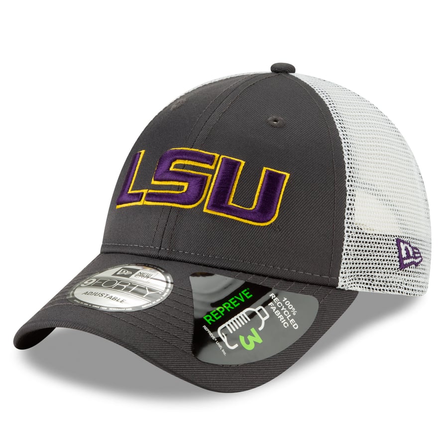 LSU Tigers New Era Repreve Trucker 9FORTY Snapback Adjustable Hat – Graphite