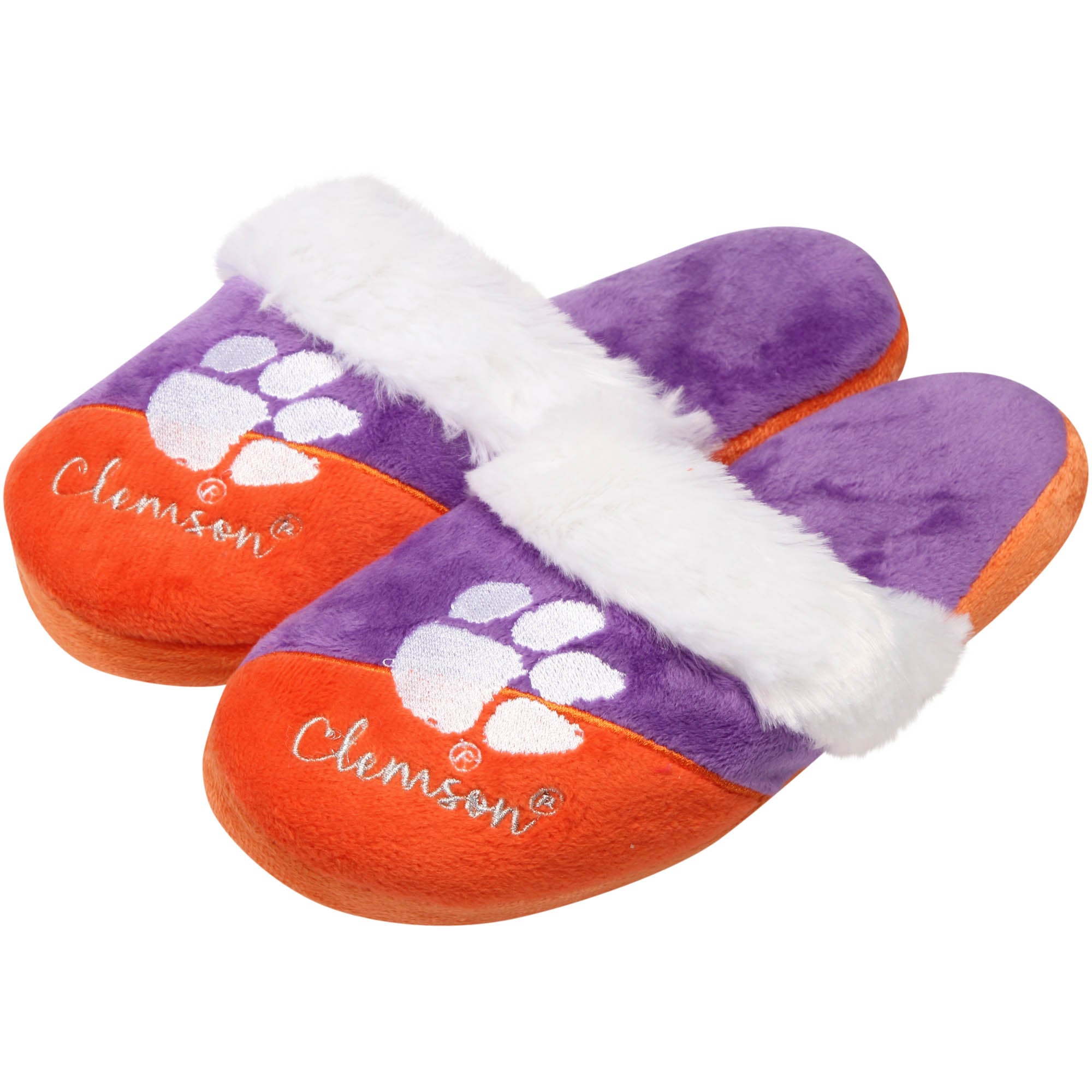 Clemson Tigers Women's Colorblock Script Big Logo Slippers