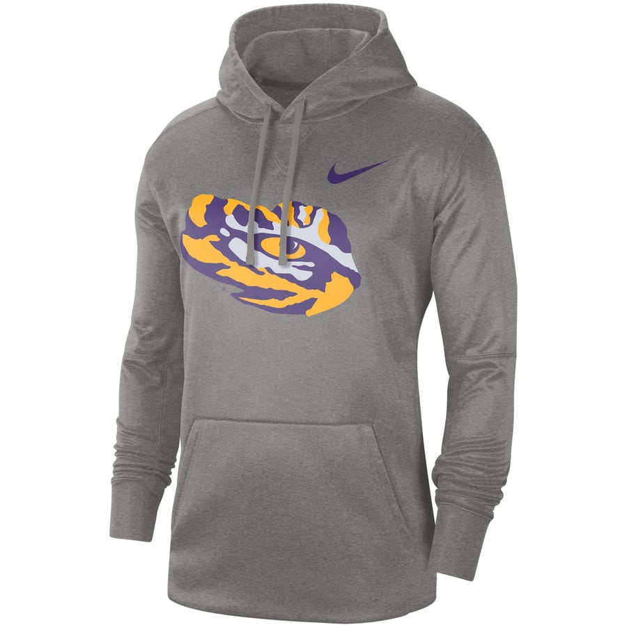 LSU Tigers Nike Circuit Logo Performance Pullover Hoodie - Heathered Gray