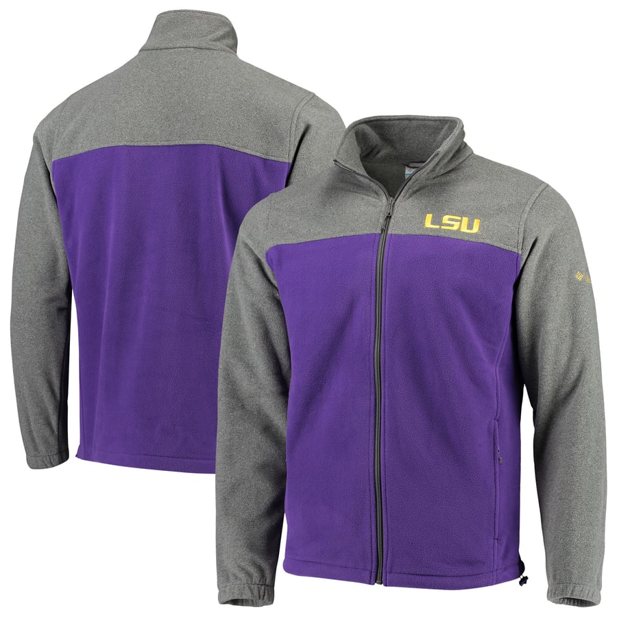 LSU Tigers Columbia Flanker III Fleece Team Full-Zip Jacket - Purple/Charcoal