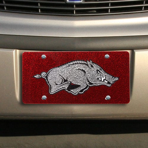 Arkansas Razorbacks Glitter License Plate - Cardinal