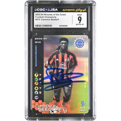 Clarence Seedorf AC Milan Autographed 2003-04 Wizards of the Coast Football Champions #70 CGC Authenticated 9/10 Card