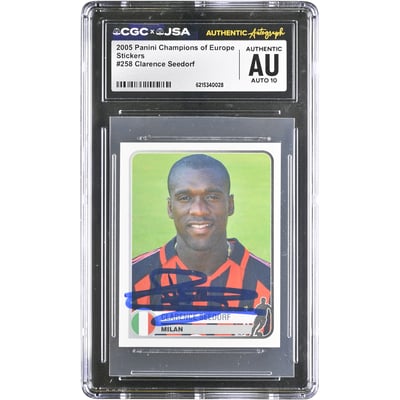 Clarence Seedorf AC Milan Autographed 2005 Panini Champions of Europe Stickers #258 CGC Authenticated AUTO 10 Card