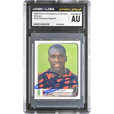 Clarence Seedorf AC Milan Autographed 2005 Panini Champions of Europe Stickers #258 CGC Authenticated Card