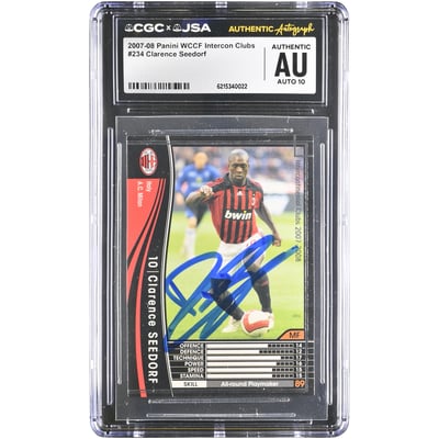 Clarence Seedorf AC Milan Autographed 2007-08 Panini WCCF Intercon Clubs #234 CGC Authenticated AUTO 10 Card