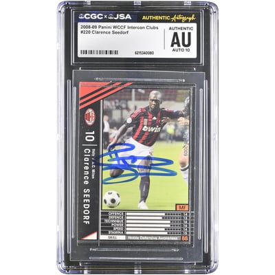 Clarence Seedorf AC Milan Autographed 2008-09 Panini WCCF Intercon Clubs #220 CGC Authenticated AUTO 10 Card