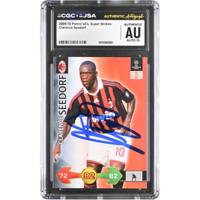 Clarence Seedorf AC Milan Autographed 2009-10 Panini UCL Super Strikes #NNO CGC Authenticated AUTO 10 Card