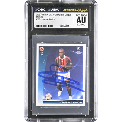 Clarence Seedorf AC Milan Autographed 2009-10 Panini UEFA Champions League Stickers #553 CGC Authenticated AUTO 10 Card