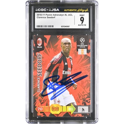 Clarence Seedorf AC Milan Autographed 2010-11 Panini Adrenalyn XL UCL #NNO CGC Authenticated 9/10 Card