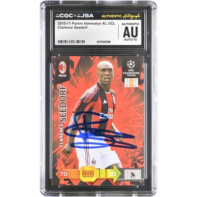 Clarence Seedorf AC Milan Autographed 2010-11 Panini Adrenalyn XL UCL #NNO CGC Authenticated AUTO 10 Card
