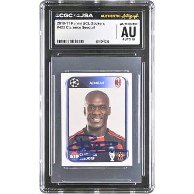 Clarence Seedorf AC Milan Autographed 2010-11 Panini UCL Stickers #423 CGC Authenticated AUTO 10 Card