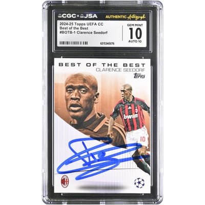 Clarence Seedorf AC Milan Autographed 2024-25 Topps UEFA CC Best of the Best #BOTB-1 CGC Authenticated 10/10 Card