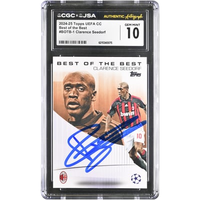 Clarence Seedorf AC Milan Autographed 2024-25 Topps UEFA CC Best of the Best #BOTB-1 CGC Authenticated GEM MINT 10 Card