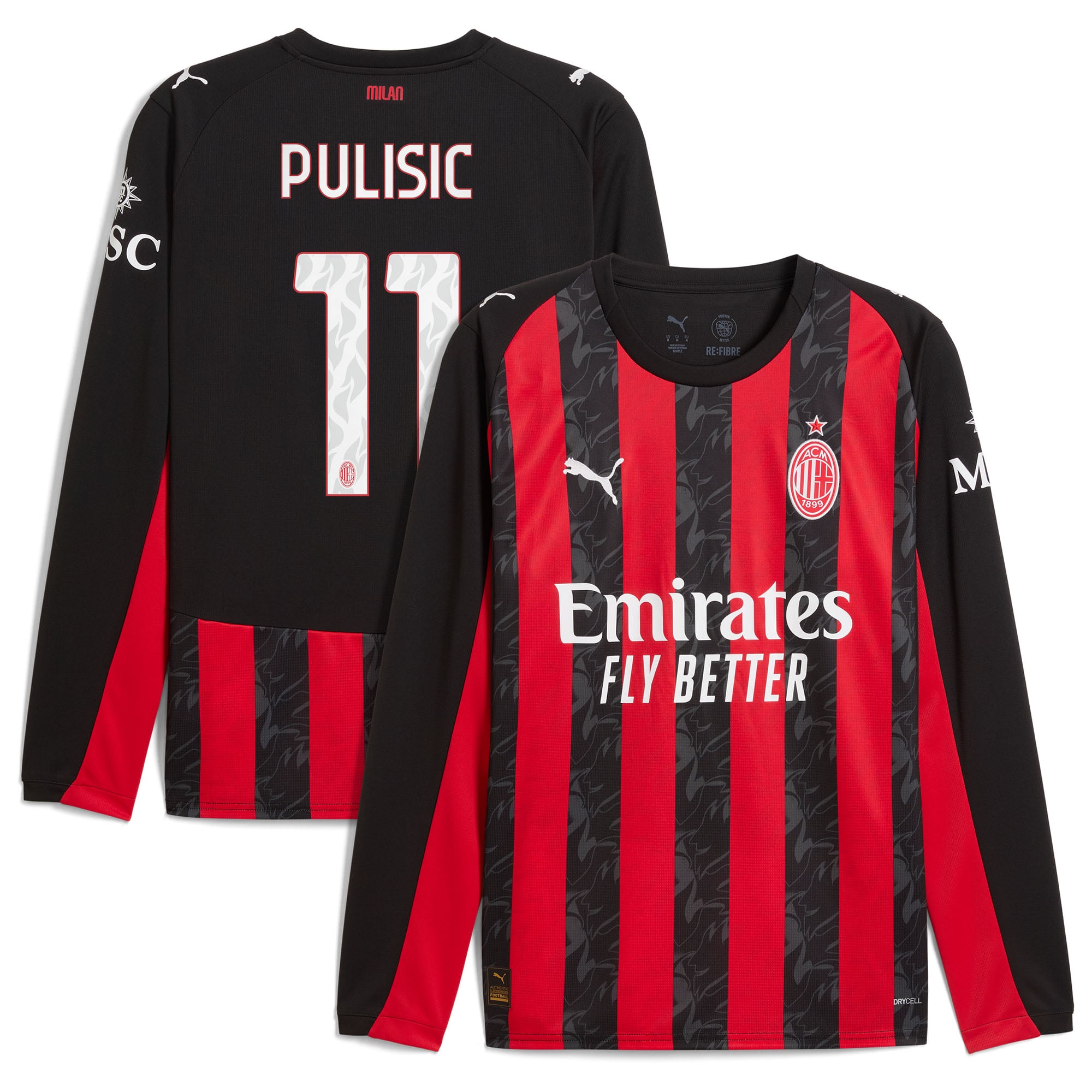 Christian Pulisic AC Milan Puma 2025/26 Home Replica Long Sleeve 