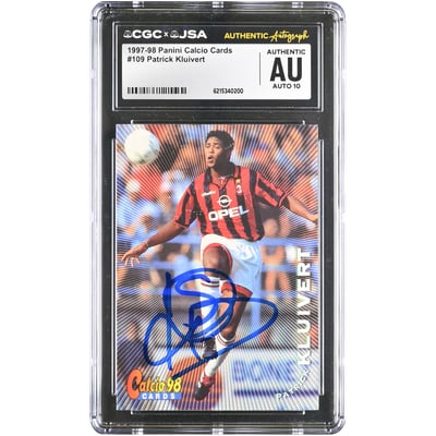 Patrick Kluivert AC Milan Autographed 1997-98 Panini Calcio Cards #109 CGC Authenticated AUTO 10 Card
