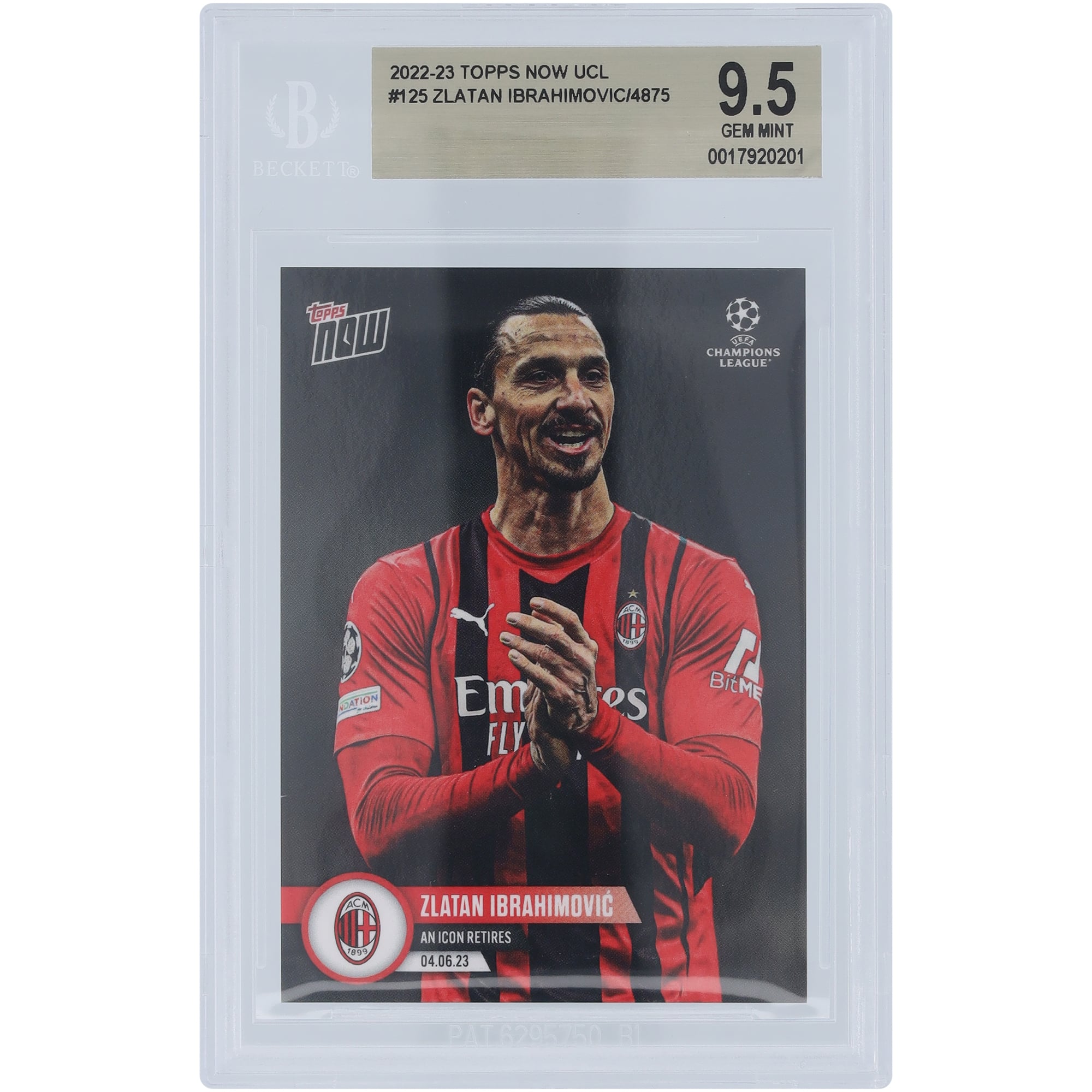 Zlatan Ibrahimovic AC Milan 2022-23 Topps Now An Icon Retires 