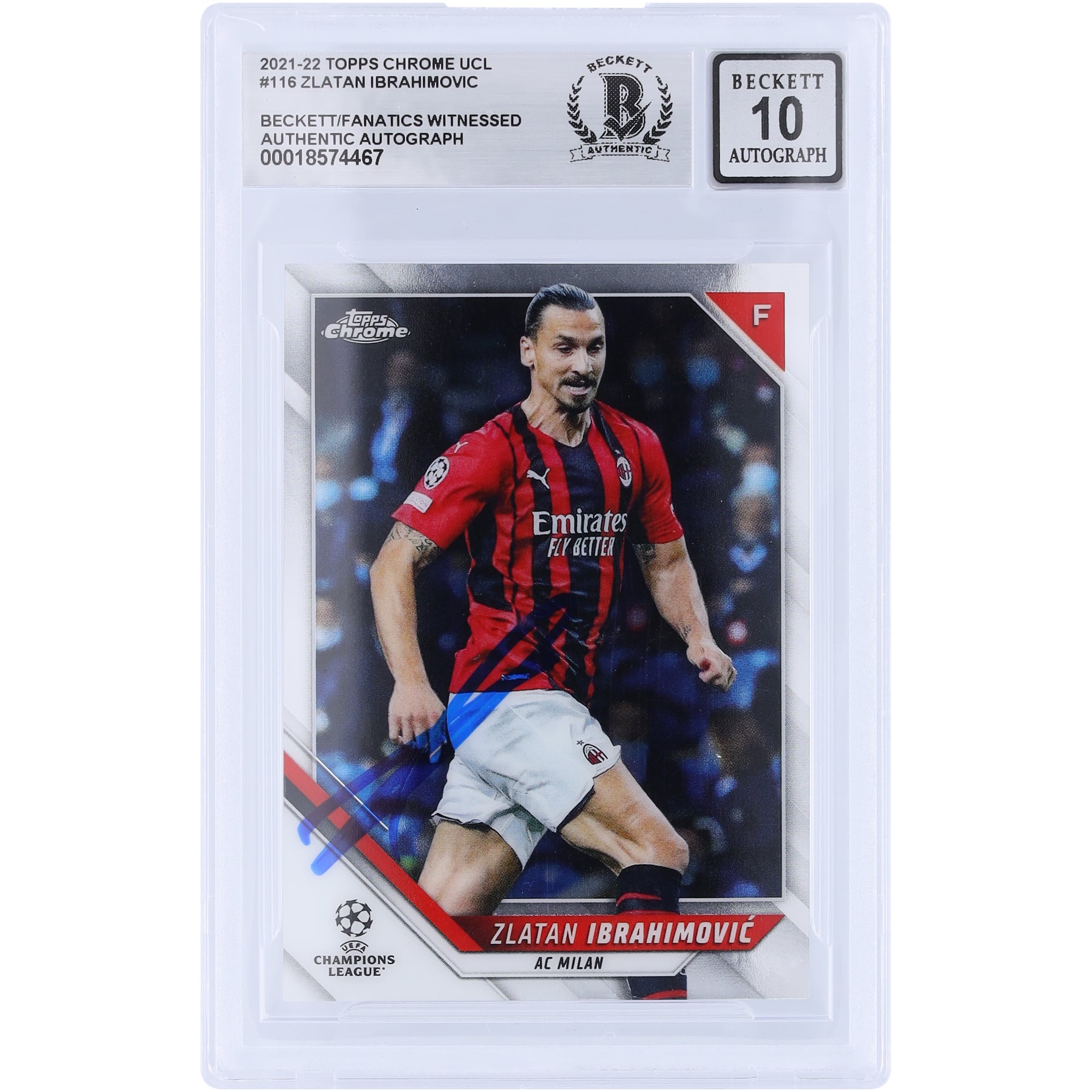 Zlatan Ibrahimovic AC Milan Autographed 2021-22 Topps Chrome UEFA 