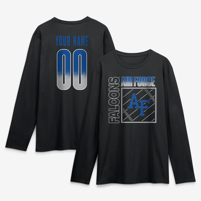 Air Force Falcons  Home Field Pop Personalized Any Name & Number Long Sleeve T-Shirt - Black