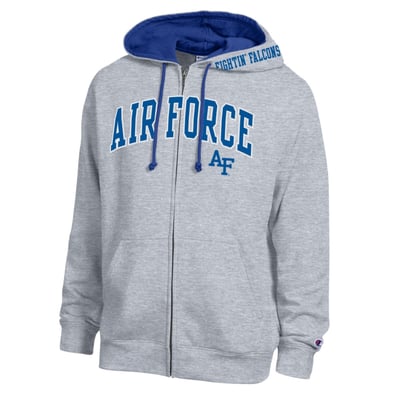 Air Force Falcons Champion Arch Logo Full-Zip Fleece Hoodie - Heather Gray