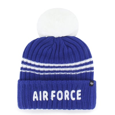  Air Force Falcons '47 Women's Seasonal Fuzzy Script Big Pom Knit Hat - Royal