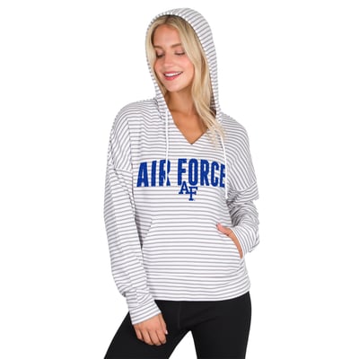  Air Force Falcons Concepts Sport Women's French Terry Striped V-Neck Hoodie - White