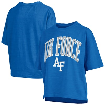 Air Force Falcons Pressbox Women's Oversized Nelson Arch Over Logo Slub T-Shirt - Royal