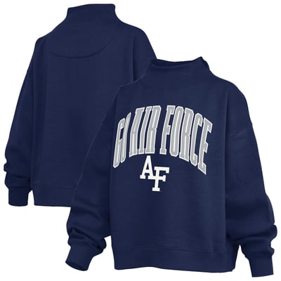  Air Force Falcons Pressbox Women's Oversized Slogan Fleece Mock Neck Sweatshirt - Royal