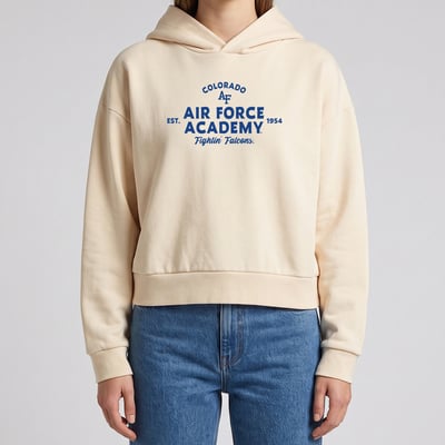 Air Force Falcons Uscape Apparel Women's Banner Cropped Washed Hoodie - Cream
