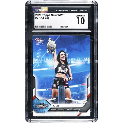AJ Lee WWE 2026 Topps Now WWE Women's IC Title is 1st WWE Gold Since '14 #27 CGC Authenticated 10 Card