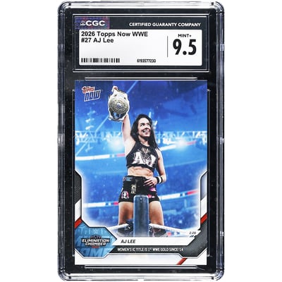 AJ Lee WWE 2026 Topps Now WWE Women's IC Title is 1st WWE Gold Since '14 #27 CGC Authenticated 9.5 Card