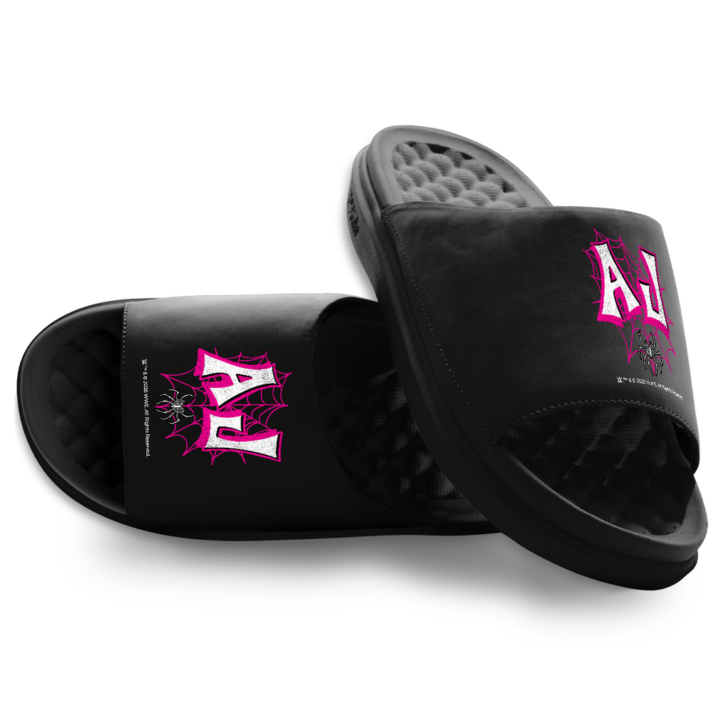 AJ Lee ISlide Unisex Spider Web Motive Slide Sandals - Black